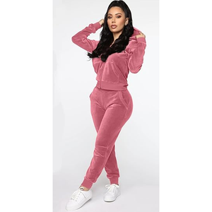 Survêtements de sport décontractés pour femmes en coton 100 % respirant, vente en gros ODM/OEM, logo personnalisé, fermeture éclair, couleur contrastée, grande taille pour l'hiver - Product Image 5