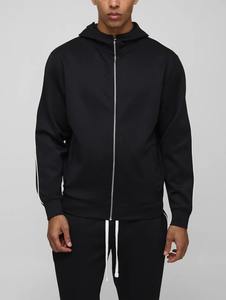 Conjunto Deportivo de Moda para Hombre, Personalizado, de Nailon, Informal, Otoñal, Blanco, con Ribete, Rayas Reflectantes, Chaqueta y Pantalones Deportivos con Cremallera - Product Image 5