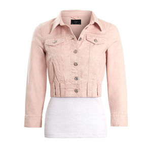 Chaqueta vaquera de satén para mujer recortada personalizable Cuerpo corto de punto estampado de estilo occidental de la mejor calidad Hecho en Pakistán - Product Image 2