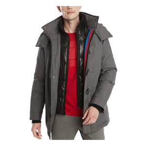 ชุดแจ็คเก็ตสกีสำหรับผู้ชาย Tommy Hilfiger รุ่น Glide พร้อมฮู้ดถอดได้ ไซส์ XL กันลม กันหนาว มีซิปปิด ลายพิมพ์ - Product Image 1