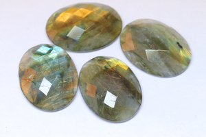Labradorite Damier Ovale Dos Plat Pierre Multi Flashy Labradorite Pierre Libre Pour Bijoux 10x8mm à 20x15mm - Product Image 3