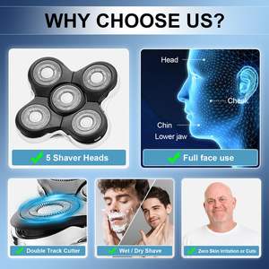 Cabezales de Repuesto para Afeitadora Eléctrica Rotativa, Paquete de 3 Cabezales de Repuesto Compatibles con Triple Cuchilla, Lavables, para Afeitar la Cara y el Cuerpo, RV - Product Image 4