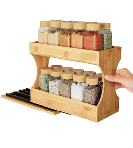 Especiero de madera de alta calidad <span class=keywords><strong>Lazy</strong></span> <span class=keywords><strong>Susan</strong></span> tocadiscos organizador de almacenamiento de cocina estante giratorio redondo de madera para especias - Product Image 5