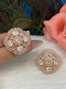 Pendientes Étnicos de Latón Chapado en Oro de Primera Calidad con Moissanita para Bodas, Ocasiones Especiales y Uso Tradicional - Product Image 3