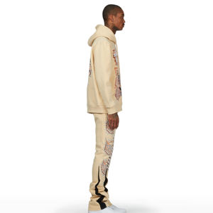 Mens 100% Cotton Flared Tracksuit Private Label Two Piece Set Breathable Quick Dry Custom Logo Wholesale - Product Image 3