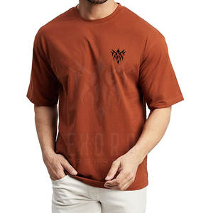 เสื้อยืดผ้าฝ้าย100% สำหรับผู้ชายเสื้อยืดไหล่ตกแบบระบายอากาศได้เสื้อยืดไหล่ปล่อยใส่สบาย - Product Image 1