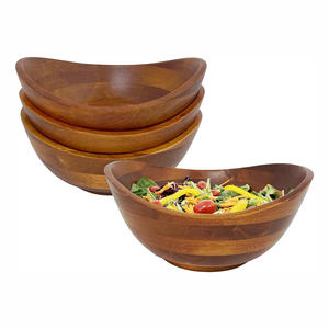 Stylish Wooden Bowl Set of 4 Made From Acacia Wood Ideal for Serving Salad Fruit and <b>Snacks</b> Great for Kitchen Countertop Use - Product Image 4