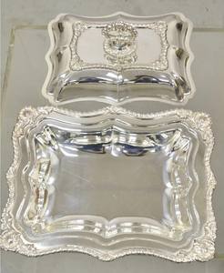 Plat de service avec couvercle pour la maison hôtel et ustensiles de cuisine décor de plat de service finition argentée personnaliser logo plats de service - Product Image 1