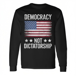 T-Shirt Premium a Maniche Lunghe Pro Democrazia e Anti-Dictatura, Contro Maga e Oligarchia, per Uso Promozionale - Product Image 2