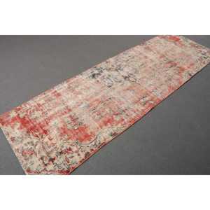 2.6x8.3 ft <b>Runner</b> Turkish Rug, <b>Red</b> Floral Vintage Rug - Product Image 3