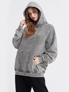 Sweat à capuche vintage surdimensionné 100% coton tricoté doublé solide imprimé numérique - Product Image 5