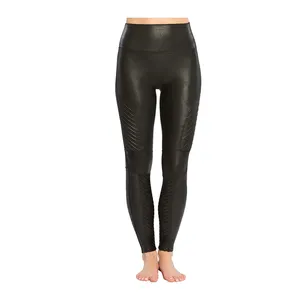 Calça lápis de couro falso feminina, moderna, para mulheres, couro, casual, couro pu