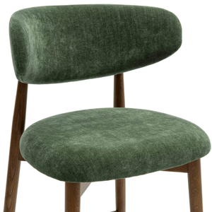 Tabouret de bar Sasha en velours/duvet et bois, vert forêt, crème, tabouret de bar haut durable pour bar à domicile et salle à manger - Product Image 4