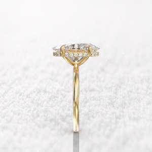 Anillo de Diamante Moissanita de Corte Ovalado de Lujo Premium de 3 Quilates en Oro Blanco, Exportador de Joyería Fina para Novias - Product Image 6