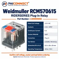 Relais électromagnétique enfichable Weidmuller RCM570615 1180800000 4PDT 4 CO 6 A 8 broches Contacts AgNi Contrôle industriel