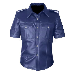 Chemises en cuir pour gays à manches courtes décontractées de style personnalisé 100% coton chemises en cuir pour gays de grande taille à vendre - Product Image 1