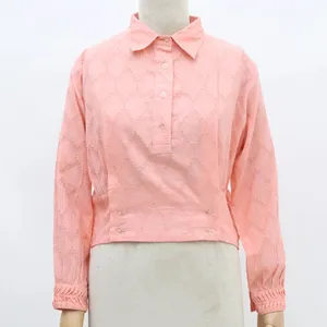 Candy colored beautiful ladies western style Top with half placket and detailed cuffs manufactured in India
