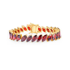 Or Grenat Marquise Zircone Perlé Bracelet Fine Ligne Bijoux Accessoire - Product Image 3