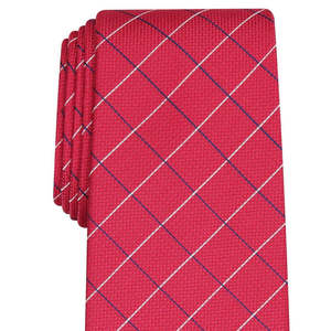 Cravatta Classica da Uomo a Quadri Rossa in Poliestere Jacquard a Righe per Feste Formali, Logo Personalizzato, Taglia Standard, Confezionata in Scatola Regalo - Product Image 3
