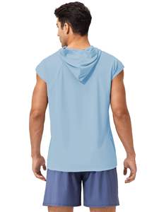 Hauts de sport sans manches à capuche pour hommes, coupe ajustée, décontractés, basiques, vente en gros, conception personnalisée OEM, en molleton de coton - Product Image 6