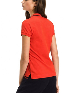 Camisetas Polo de Mujer de Color Rojo con Logotipo Personalizado OEM, Camisetas Polo de Manga Corta para Mujer, Ropa de Calle Informal de Verano - Product Image 3
