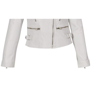 Chaqueta de Motociclista de Cuero de Oveja Genuino con Estampado Personalizado para Mujer, Ecológica, Resistente al Viento, Antiarrugas, Calefactable para Invierno - Product Image 3