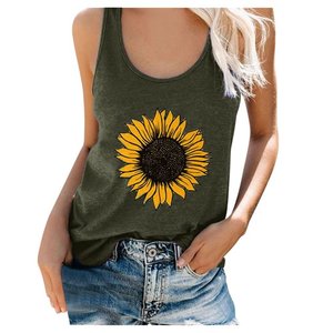 Débardeurs d'entraînement de gymnastique pour femmes avec impression de fleurs numériques Logo de conception personnalisée 100% coton polaire séchage rapide et respirant - Product Image 2