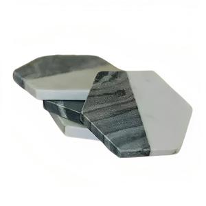 Ensemble de sous-verres modernes hexagonaux en pierre naturelle noire Tapis de table à manger décoratif géométrique Amélioration de la cuisine - Product Image 6