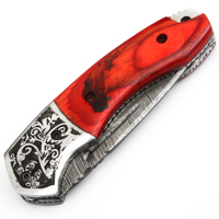 Couteau pliant artisanal de haute qualité en acier inoxydable, manche en bois Pakka, couteau de poche pour le camping avec étui en cuir, personnalisable OEM