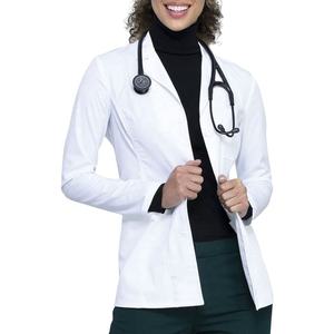 Blouse de laboratoire unisexe pour infirmière, longueur totale, blanche, en polyester/coton tissé doux, coupe droite confortable, pour usage hospitalier - Product Image 1