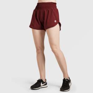 Shorts de sport taille haute en coton Tide (Bordeaux) pour le fitness avec motif imprimé coloré - Product Image 1