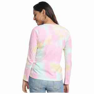 Camiseta de Algodón con Cuello Redondo Personalizada 2025 para Mujer, de Alta Calidad, Deportiva, Lisa, con Estampado Acid Wash, Manga Corta, Tallas Grandes, con Botones, Transpirable para Verano - Product Image 4