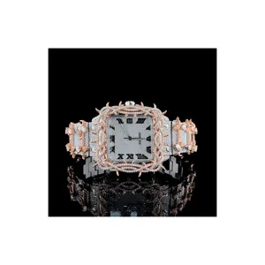 Pasokan pabrik grosir jam tangan berlian Moissanite dengan harga terjangkau dari produsen India