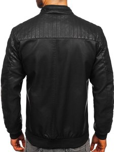Chaqueta Bomber de Cuero para Hombre, Estilo Casual, Impermeable, Cortavientos, Ecológica, con Logotipo Personalizado 2024, Talla Grande, Color Negro, Elegante para Exteriores - Product Image 4