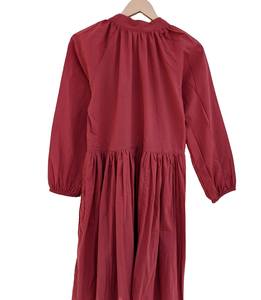Robe maxi en coton rouge faite à la main pour femmes, imprimé uni, saison automne-hiver, robe en coton plaqué pour l'été - Product Image 6