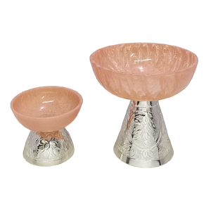 Tazón de Servir de Resina Decorativa de Lujo Hecho a Mano, de la Mejor Calidad, Pulido y Ecológico, con Base de Metal Repujado para Bodas - Product Image 3