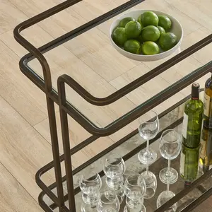 Designer Eco-Friendly Ceramic Bar safety Luxury Interiors Modern American Style Golden Home Party Serving Trolley <b>Decor</b> plated - Product Image 4