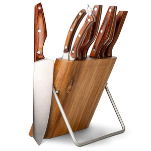 Juego de cuchillos de Chef de acero damasco de 7 piezas con mangos de madera cuchillos de cocina profesionales accesorio de Venta caliente - Product Image 1
