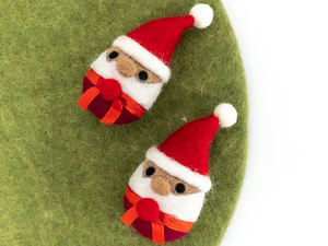 10cm fait à la main feutre Mini tête de père noël avec ruban ornement arbre de noël jouet suspendu et arbre de noël jouet tête de père noël ornement - Product Image 4