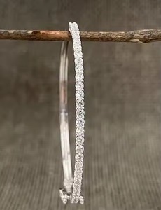 Pulsera de diamantes, brazalete de diamantes simulados, joyería para mamá, brazalete apilable, brazalete CZ, joyería de boda - Product Image 2