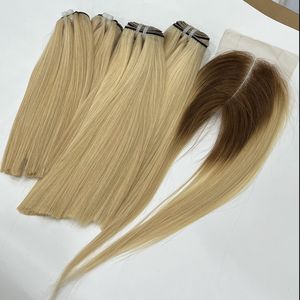 Venta al por mayor RAW DONOR BONE STRAIGHT COLOR SUPER DOBLE DRAWN 3 BUNDLES SET CON CIERRE FRONTAL EXTENSIONES DE CABELLO HUMANO - Product Image 1