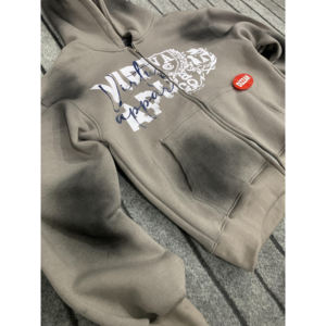 Sweat à capuche Streetwear 100% coton 400 GSM pour hommes du fabricant d'usine-sérigraphie 3D en relief à l'acide vintage de haute qualité - Product Image 1