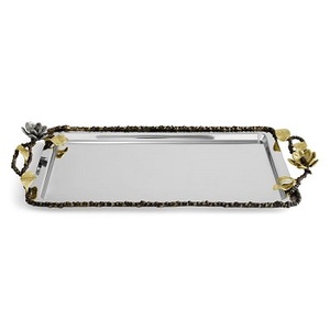 Plateau de service en aluminium de forme rectangulaire avec poignée en laiton moulé disponible pour le restaurant prix raisonnable et abordable - Product Image 1