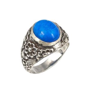 Handmade 925 Sterling <b>Silver</b> <b>Ring</b> for <b>Men</b> Oval Cut Lapis Lazuli Stone Engraved Bands Everyday Wear Natural Stone Jewelry - Product Image 2