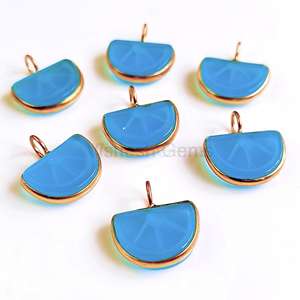 Cuentas de piedras preciosas talladas en forma de melón de Calcedonia azul Natura, joyería de plata de ley 925 personalizada, dijes al por mayor para collar - Product Image 6