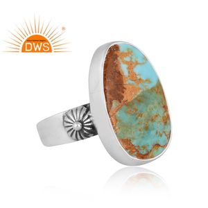 Meilleures ventes Bague de déclaration en argent sterling oxydé naturel Kingman Turquoise Gemstone Fabricant de bijoux personnalisés - Product Image 3