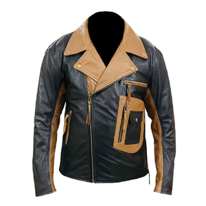 Veste de moto bicolore en cuir véritable de style motard pour hommes Veste de moto en cuir de piste protégée blindée CE pour hommes - Product Image 1