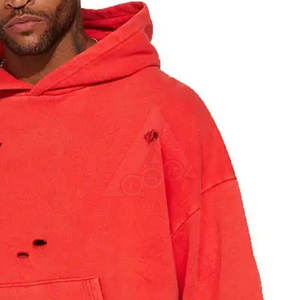 Sweat à capuche vieilli direct d'usine grande taille pour hommes conception personnalisée hiver couleur unie col à capuche couleur unie sweat teint uni - Product Image 5