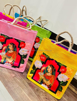 Sac de jute décoratif écologique coloré avec fermeture éclair pour mariage indien Haldi Mehndi Sangeet Party Favor sacs-cadeaux