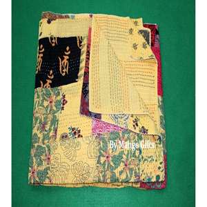 100% Cotton Vintage <b>Kantha</b> Quilt Bedspread Queen Size Ralli <b>Throws</b>-Print Pattern Coverlet for Home Use for Hotels - Product Image 4